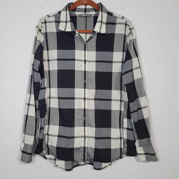 The North Face plaid long sleeve button up shirt sz L inner drawstring, outdoor - Picture 1 of 11